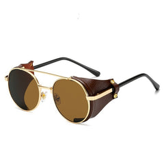 Men's  Round Steampunk 'Knight of the Jungle' Metal Sunglasses