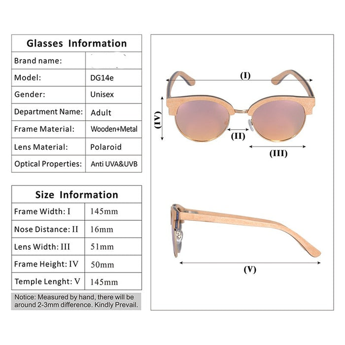 Unisex Polarized Round 'Headster' Wooden Sunglasses