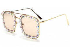 Women's Oversized Square 'Thalia' Metal Sunglasses