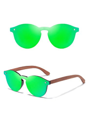 Unisex Retro Wood 'Hundred's' Sunglasses