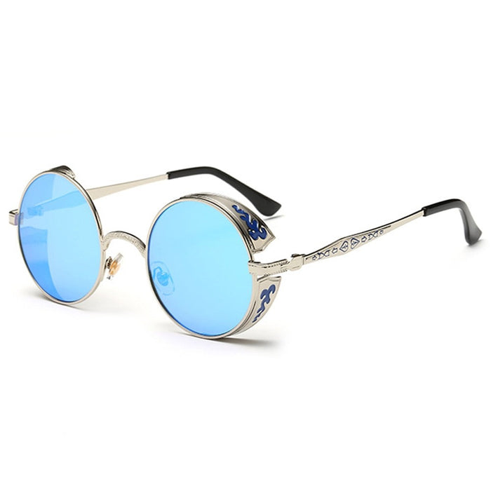 Men's Round Classic 'Steampunk' Plastic Sunglasses