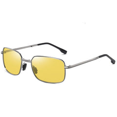 Unisex Polarized Rectangular Folding 'Bambie Shades' Metal Sunglasses