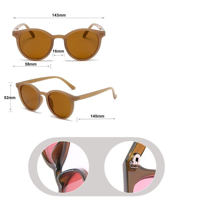 Women's Round 'Tan' Plastic Sunglasses