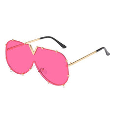 Women's Vintage Oversized 'Glam Team' Oval Sunglasses