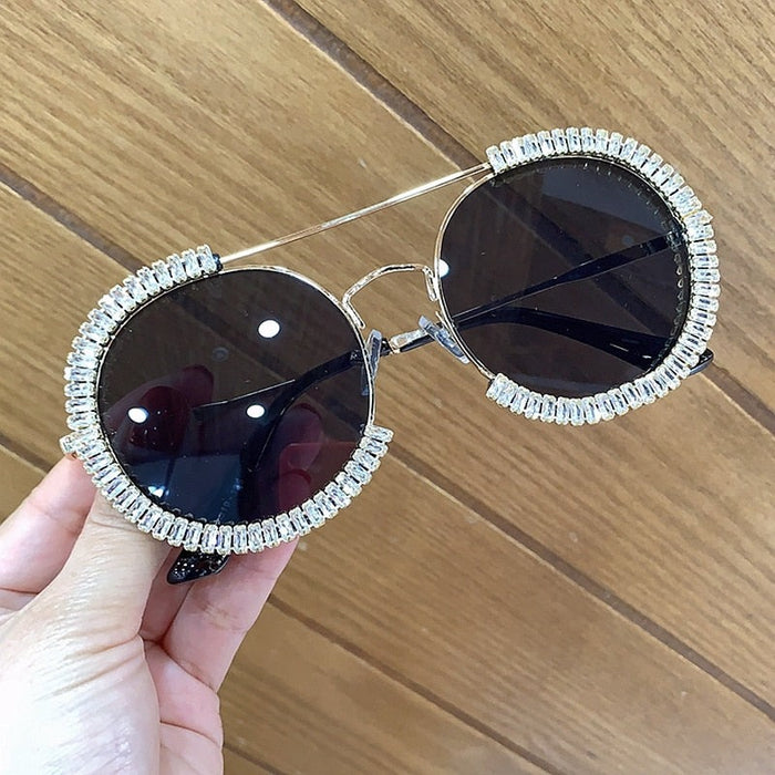 Women's Oversized Round 'Abbess' Metal Sunglasses