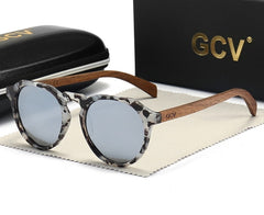 Women's Round 'Vex 220' Wooden Sunglasses