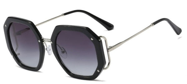 Women's Oversized Hexagone 'Skinner' Plastic Sunglasses