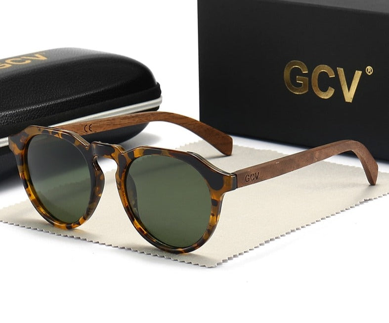 Women's Round 'Vex 220' Wooden Sunglasses
