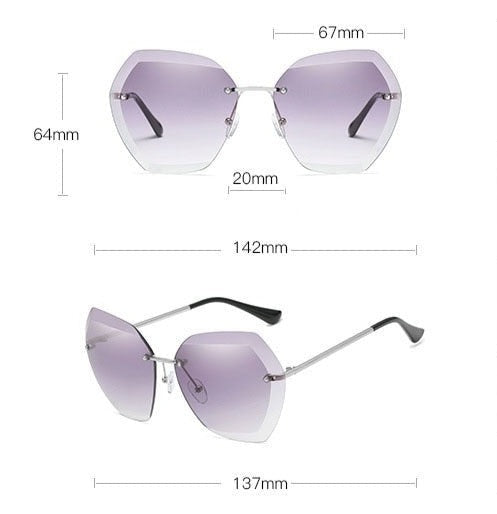 Women's Oversized Square 'The Static' Rimless Sunglasses