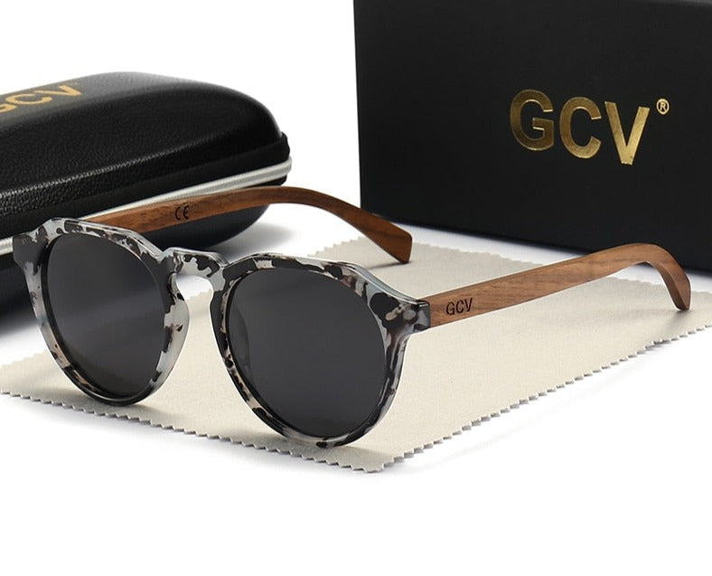 Women's Round 'Vex 220' Wooden Sunglasses