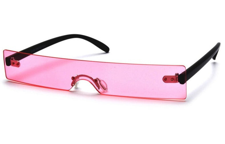Women's Rimless Rectangle 'Pink Blash' Plastic Sunglasses