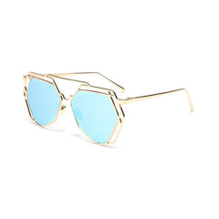 Women's Big Hexagonal 'Sunrise' Metal Sunglasses