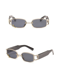 Women's Retro Rectangular 'Not Normal' Metal Sunglasses