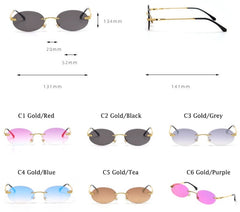 Women's Rimless Oval 'Visenza' Metal Sunglasses