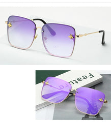 Women's Oversize Rimless 'Faze' Square Metal Sunglasses