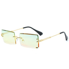 Women's Rimless Small Rectangle 'Diner Dash' Metal Sunglasses