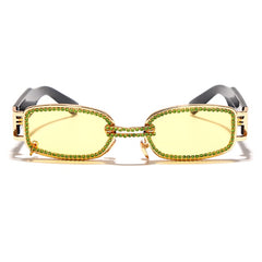 Women's Rectangle 'Shiny Specs' Metal Sunglasses