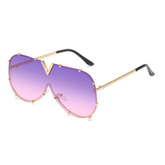 Women's Vintage Oversized 'Glam Team' Oval Sunglasses