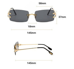 Women's Retro Rimless Rectangle 'Peachy' Metal Sunglasses