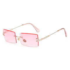 Women's Rimless Small Rectangle 'Diner Dash' Metal Sunglasses