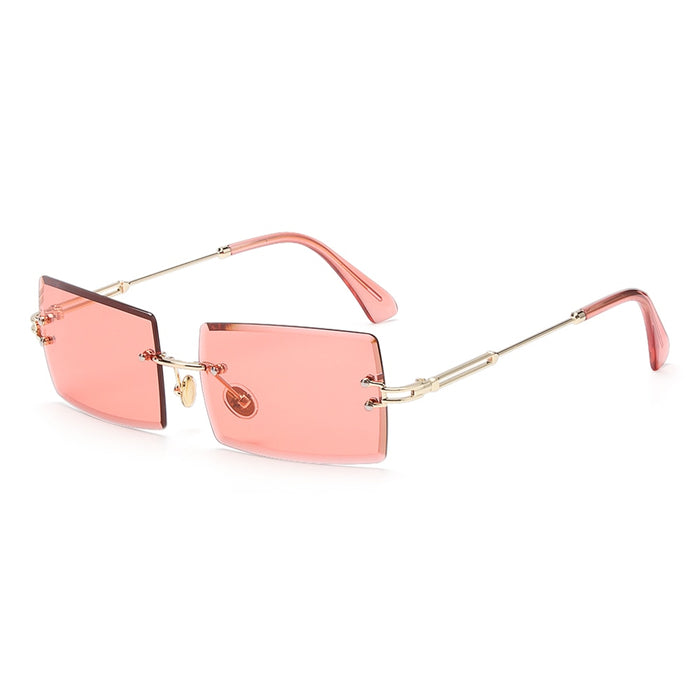 Women's Rimless Small Rectangle 'Diner Dash' Metal Sunglasses