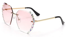 Women's Rimless Hexagone 'Stone' Metal Sunglasses