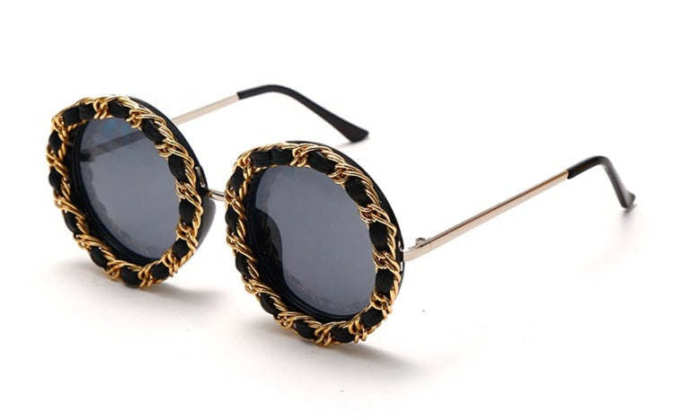 Women's Vintage Round 'Lady Brown' Metal Sunglasses