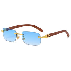 Men's Rimless Square 'I'm back' Wooden Sunglasses