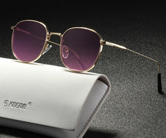 Women's Retro Round 'Darkest' Metal Sunglasses