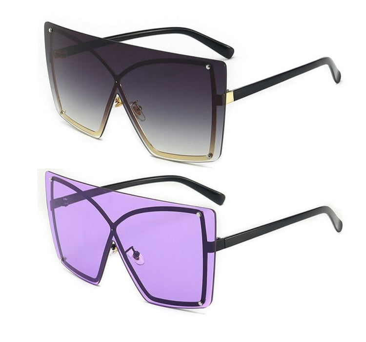 Women's Oversized Square 'Lura Eye Wear' Metal Sunglasses