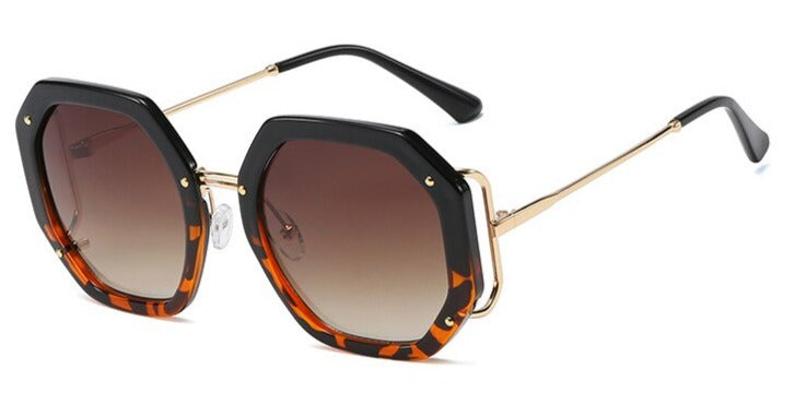 Women's Oversized Hexagone 'Skinner' Plastic Sunglasses