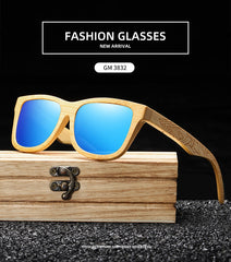 Men's Natural Wooden Bamboo 'Higher' Oval Sunglasses