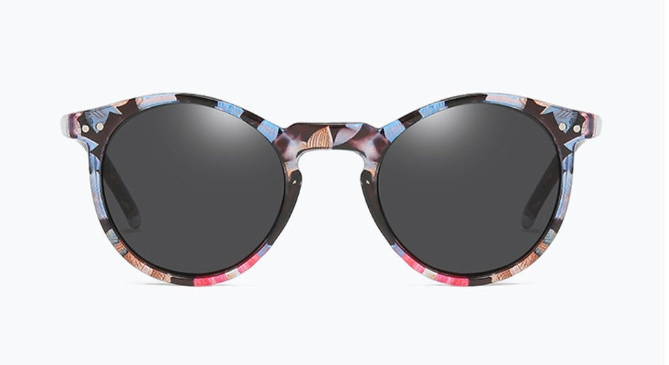 Women's Retro Round 'Floral' Plastic Sunglasses
