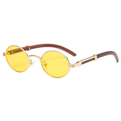 Men's Classic Round 'Peaky' Metal Wood Sunglasses