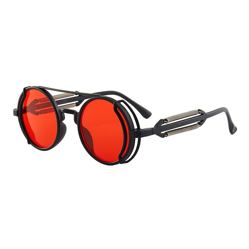 Men's Classic Punk Round 'Red Dragon' Metal Sunglasses