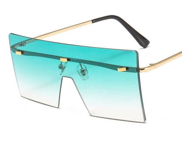 Women's Rimless Oversized Square 'Mermaid' Metal Sunglasses