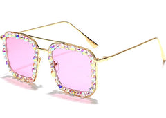 Women's Oversized Square 'Thalia' Metal Sunglasses