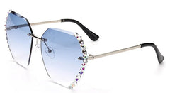 Women's Rimless Hexagone 'Stone' Metal Sunglasses