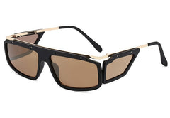 Women's Retro Rectangle 'One Piece' Metal Sunglasses