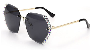 Women's Rimless Hexagone 'Stone' Metal Sunglasses