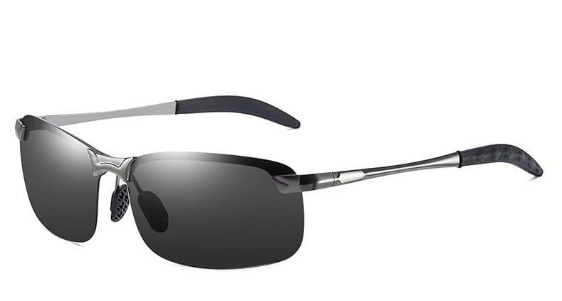 Men's Polarized Rectangular 'Tour' Metal Sunglasses