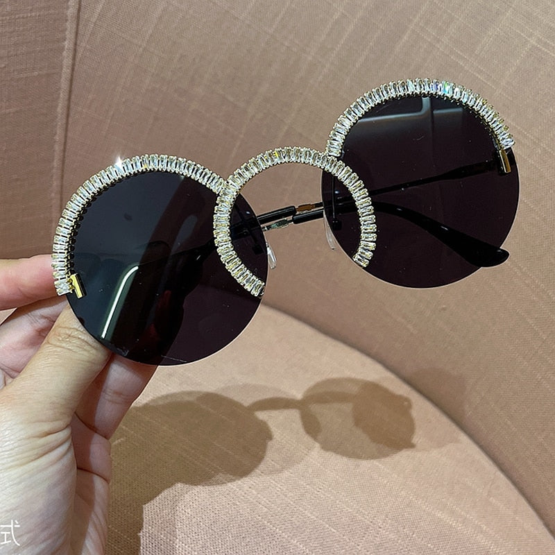 Women's Round 'Gems' Oversized Sunglasses