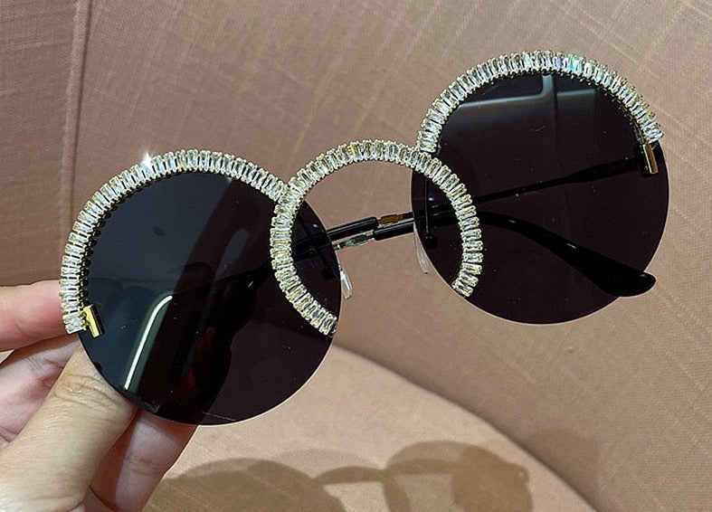 Women's Oversized Round 'Abbess' Metal Sunglasses