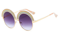 Women's Oversized Round  'Studio 54' Metal Sunglasses