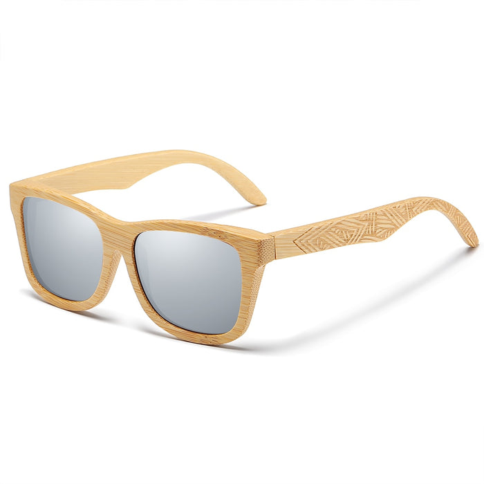 Men's Natural Wooden Bamboo 'Higher' Oval Sunglasses