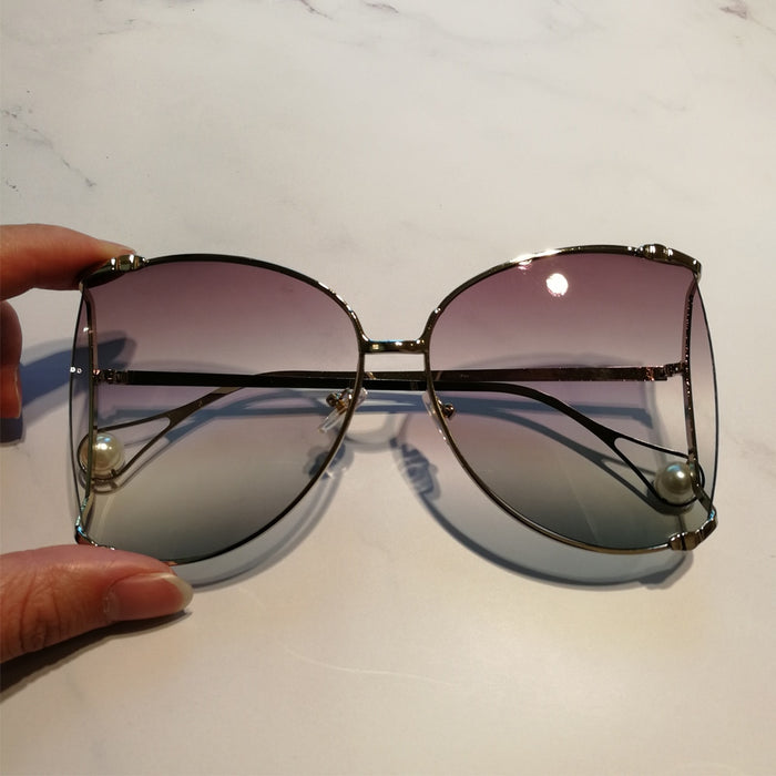 Women's Vintage Oversized 'Sunstone' Metal  Sunglasses