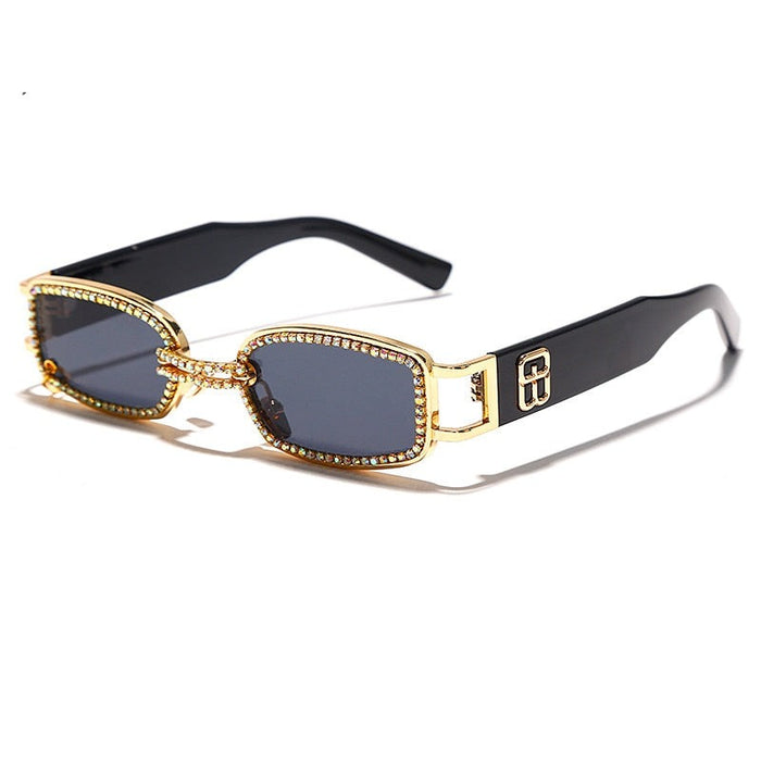 Women's Rectangle 'Shiny Specs' Metal Sunglasses