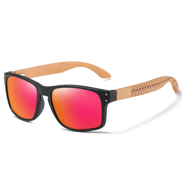 Men's Polarized Square 'Nature Handmade' Wooden Sunglasses