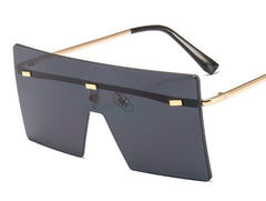 Women's Rimless Oversized Square 'Mermaid' Metal Sunglasses