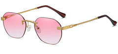 Women's Rimless Oval 'Fiend' Metal Sunglasses